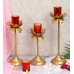 Three Layer Lotus With 4 Red Glass Votive Tealight Holder